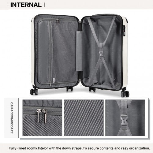 Kono 19 Inch ABS Lightweight Compact Hard Shell Cabin Suitcase Travel Carry - On Luggage - Beige