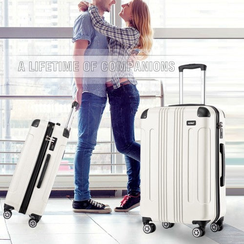 Kono 24 Inch ABS Lightweight Compact Hard Shell Travel Luggage For Extended Journeys - Beige