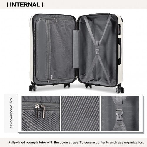 Kono 24 Inch ABS Lightweight Compact Hard Shell Travel Luggage For Extended Journeys - Beige