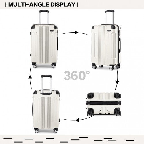 Kono 19/24/28 Inch 3 Piece Set ABS Lightweight Compact Hard Shell Travel Luggage - Beige