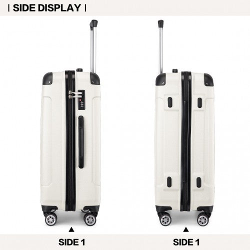 Kono 19/24/28 Inch 3 Piece Set ABS Lightweight Compact Hard Shell Travel Luggage - Beige