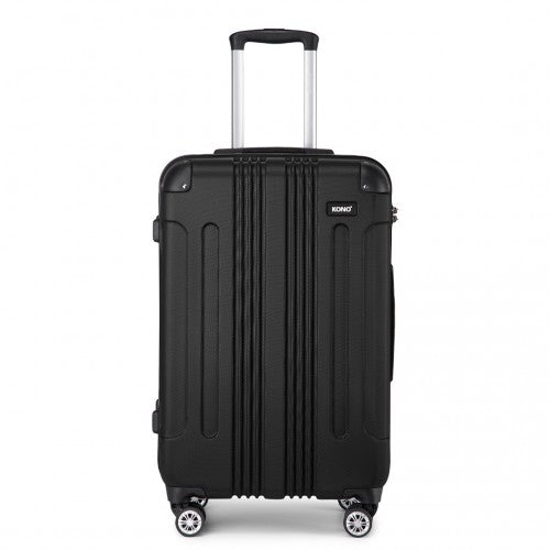 Kono 24 Inch ABS Lightweight Compact Hard Shell Travel Luggage For Extended Journeys - Black