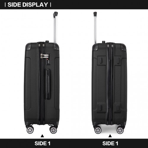 Kono 24 Inch ABS Lightweight Compact Hard Shell Travel Luggage For Extended Journeys - Black