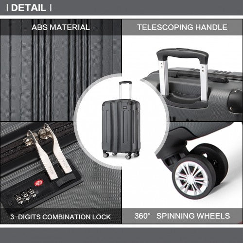 Kono 19 Inch ABS Lightweight Compact Hard Shell Cabin Suitcase Travel Carry - On Luggage - Grey