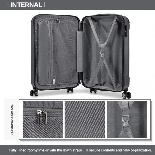 Kono 19 Inch ABS Lightweight Compact Hard Shell Cabin Suitcase Travel Carry - On Luggage - Grey