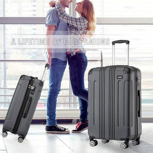 Kono 24 Inch ABS Lightweight Compact Hard Shell Travel Luggage For Extended Journeys - Grey