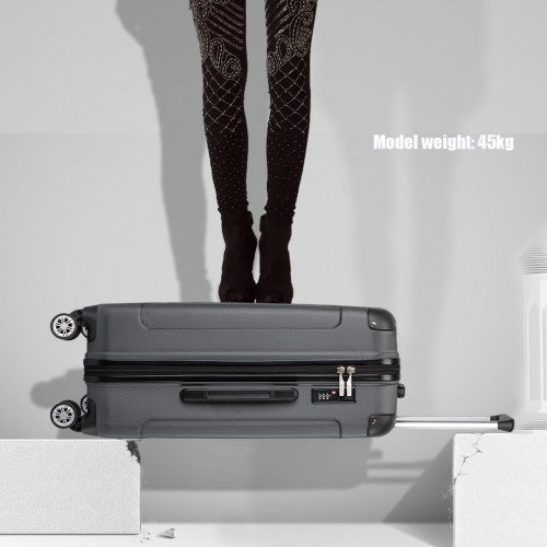 Kono 24 Inch ABS Lightweight Compact Hard Shell Travel Luggage For Extended Journeys - Grey