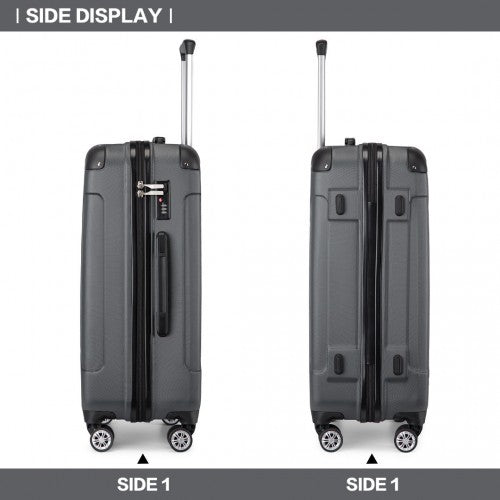Kono 19/24/28 Inch 3 Piece Set ABS Lightweight Compact Hard Shell Travel Luggage - Grey