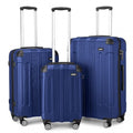 Kono 19/24/28 Inch 3 Piece Set ABS Lightweight Compact Hard Shell Travel Luggage - Navy