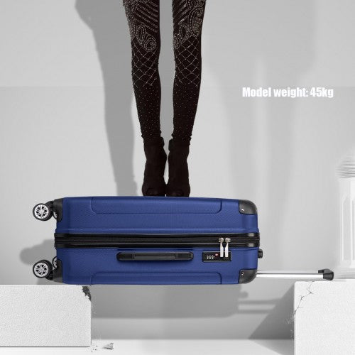 Kono 19/24/28 Inch 3 Piece Set ABS Lightweight Compact Hard Shell Travel Luggage - Navy