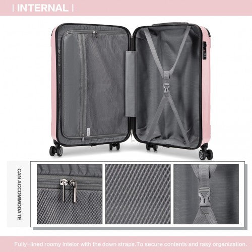 Kono 19 Inch ABS Lightweight Compact Hard Shell Cabin Suitcase Travel Carry - On Luggage - Pink
