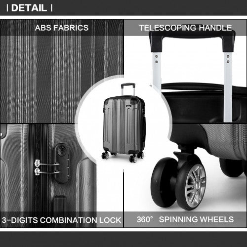 Kono 24 Inch ABS Hard Shell Suitcase Luggage - Grey