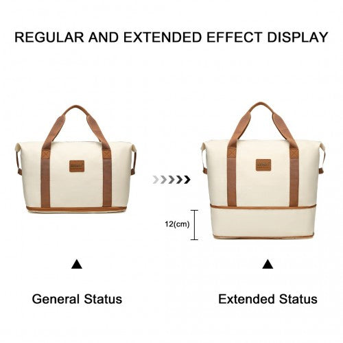 Kono ABS 4 Wheel Suitcase Set With Vanity Case And Weekend Bag And Toiletry Bag - Dark Beige and Brown