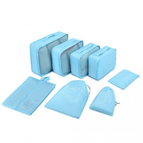 Kono 20 Inch ABS Cabin Size Suitcase with Travel Luggage Organiser Bag Set - Blue