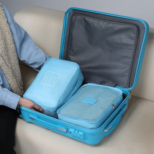 Kono 20 Inch ABS Cabin Size Suitcase with Travel Luggage Organiser Bag Set - Blue