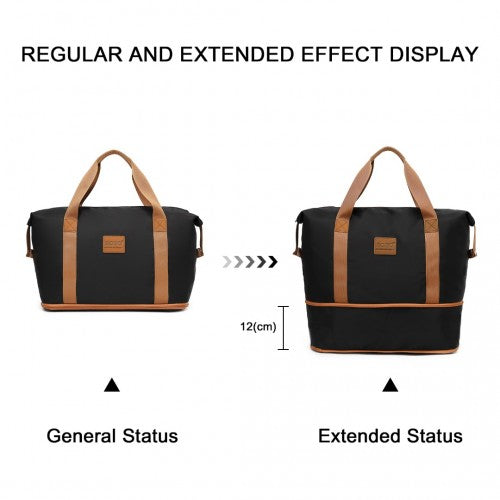 Kono 6 Piece ABS Suitcase Set With 4 Wheel Design Including Vanity Case Weekend Bag And Toiletry Bag - Black And Brown