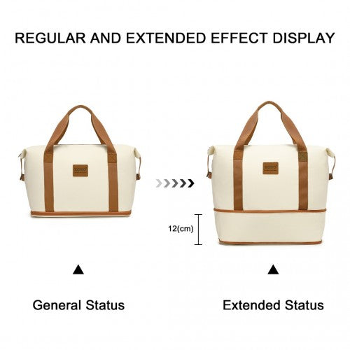 Kono 6 Piece ABS Suitcase Set With 4 Wheel Design Including Vanity Case Weekend Bag And Toiletry Bag - Cream