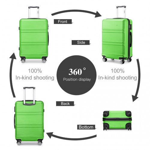 Kono ABS 20 Inch Sculpted Horizontal Design Cabin Luggage - Green