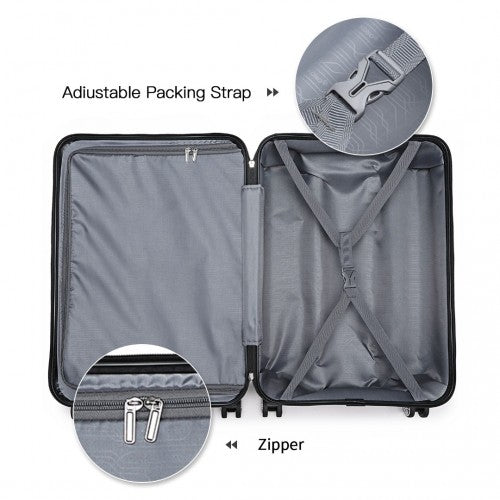 Kono ABS 20 Inch Sculpted Horizontal Design Cabin Luggage - Green