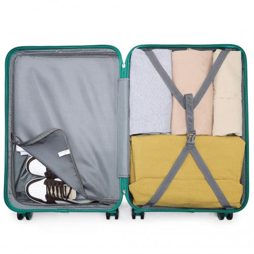 Kono ABS 24 Inch Sculpted Horizontal Design Suitcase - Teal