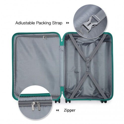 Kono ABS 24 Inch Sculpted Horizontal Design Suitcase - Teal