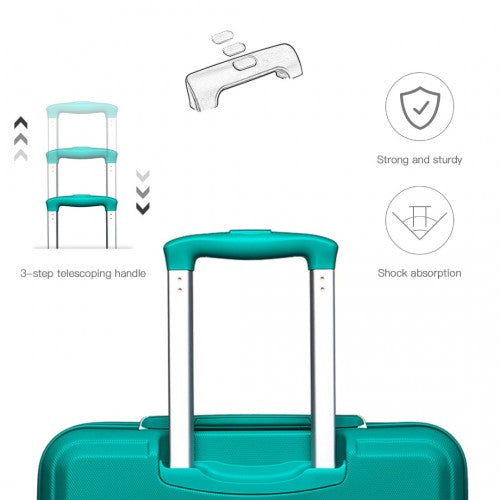 Kono ABS 24 Inch Sculpted Horizontal Design Suitcase - Teal
