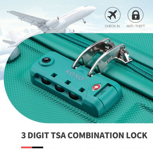 Kono ABS 24 Inch Sculpted Horizontal Design Suitcase - Teal
