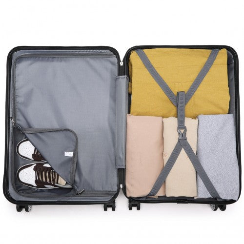 Kono ABS 20 Inch Sculpted Horizontal Design Cabin Luggage - Black