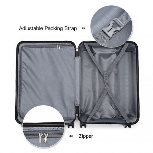 Kono ABS 20 Inch Sculpted Horizontal Design Cabin Luggage - Black