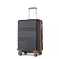 Kono ABS 20 Inch Sculpted Horizontal Design Cabin Luggage - Black And Brown