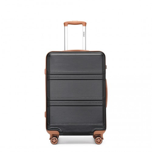 Kono ABS 20 Inch Sculpted Horizontal Design Cabin Luggage - Black And Brown