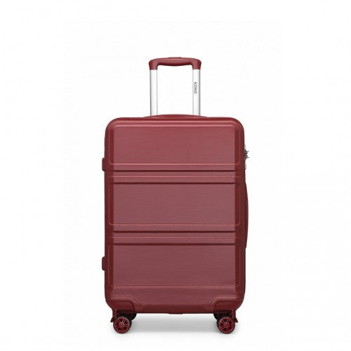 Kono ABS 20 Inch Sculpted Horizontal Design Cabin Luggage - Burgundy