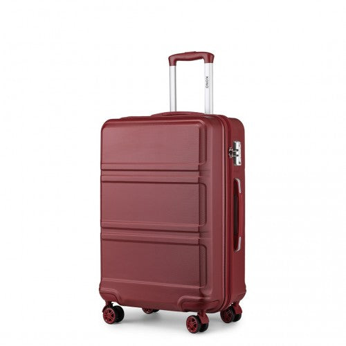 Kono ABS 20 Inch Sculpted Horizontal Design Cabin Luggage - Burgundy