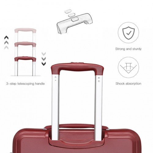 Kono ABS 20 Inch Sculpted Horizontal Design Cabin Luggage - Burgundy