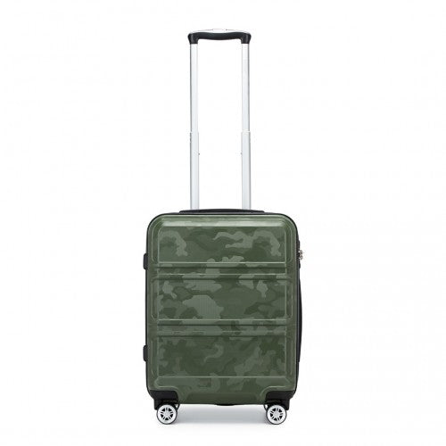 Kono ABS 20 Inch Sculpted Horizontal Design Cabin Luggage - Camouflage Green And Black