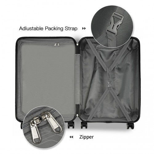 Kono ABS 20 Inch Sculpted Horizontal Design Cabin Luggage - Camouflage Green And Black