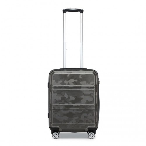Kono ABS 20 Inch Sculpted Horizontal Design Cabin Luggage - Camouflage Grey And Black