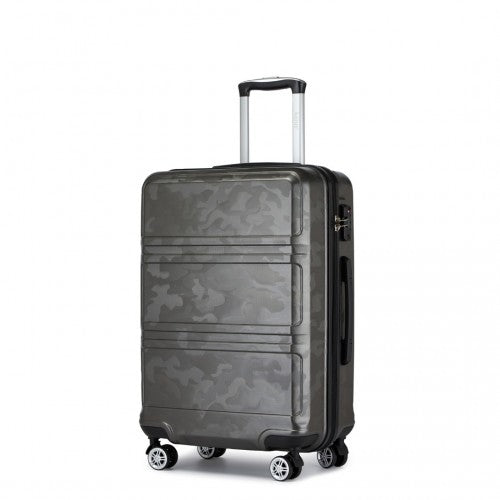 Kono ABS 20 Inch Sculpted Horizontal Design Cabin Luggage - Camouflage Grey And Black