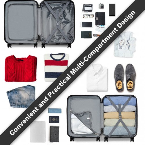 Kono ABS 20 Inch Sculpted Horizontal Design Cabin Luggage - Camouflage Grey And Black
