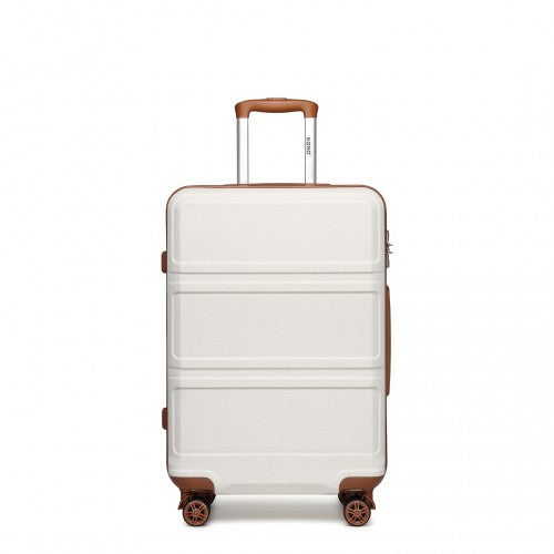 Kono ABS 20 Inch Sculpted Horizontal Design Cabin Luggage - Cream