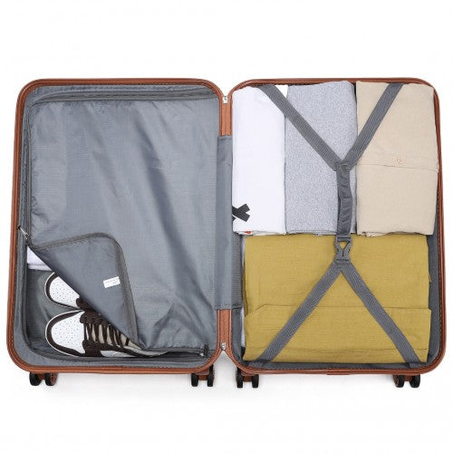 Kono ABS 20 Inch Sculpted Horizontal Design Cabin Luggage - Cream