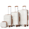 Kono ABS Sculpted Horizontal Design 4 Pcs Suitcase Set With Vanity Case - Cream