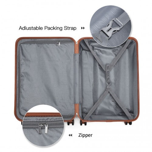 Kono ABS 28 Inch Sculpted Horizontal Design Suitcase - Cream