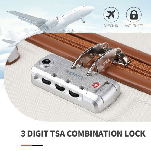 Kono ABS Sculpted Horizontal Design 4 Pcs Suitcase Set With Vanity Case - Cream