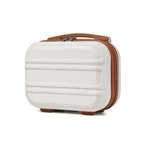 Kono 12 Inch Lightweight Hard Shell ABS Vanity Case - Cream