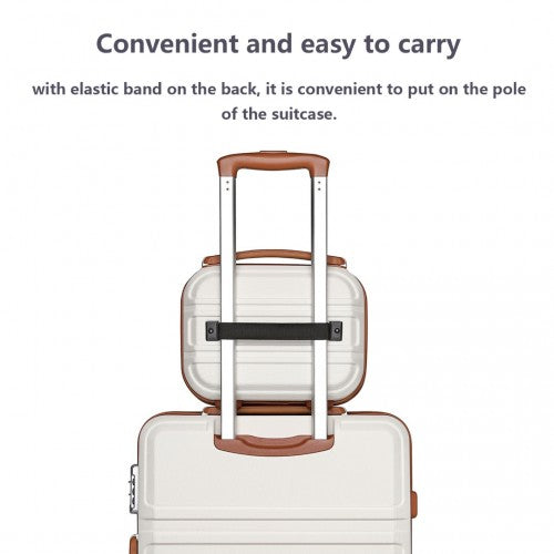 Kono 12 Inch Lightweight Hard Shell ABS Vanity Case - Cream