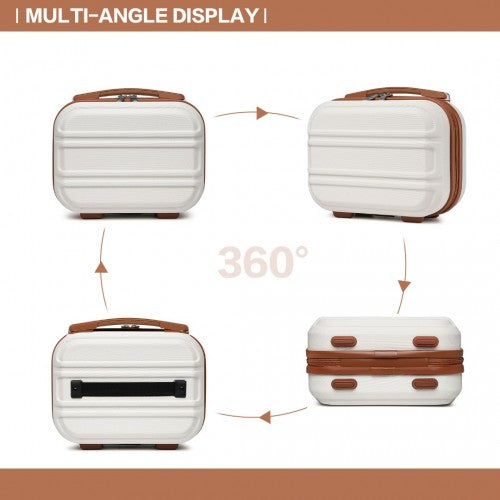 Kono 12 Inch Lightweight Hard Shell ABS Vanity Case - Cream