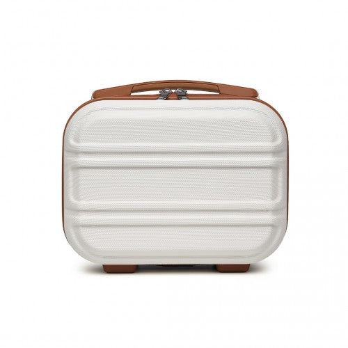 Kono 12 Inch Lightweight Hard Shell ABS Vanity Case - Cream