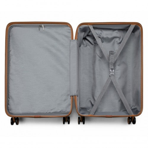 Kono ABS 4 Wheel Suitcase Set With Vanity Case And Weekend Bag And Toiletry Bag - Cream