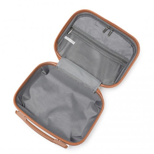 Kono ABS 4 Wheel Suitcase Set With Vanity Case And Weekend Bag And Toiletry Bag - Cream